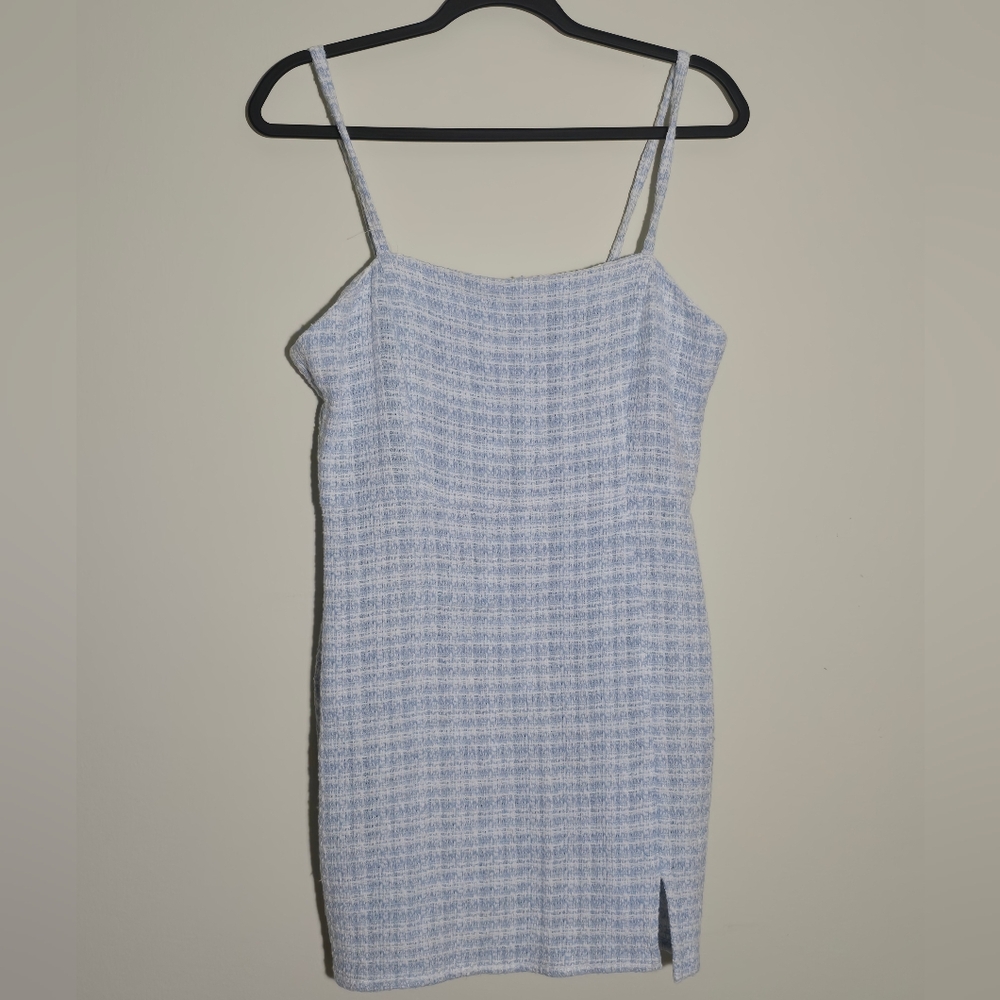 Topshop Light Blue and White Checkered Dress